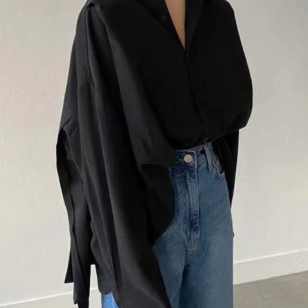 Pleated Blouse Black
